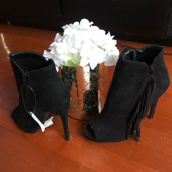 NWT Fringe Peep-toe Booties - Picture 2 of 11